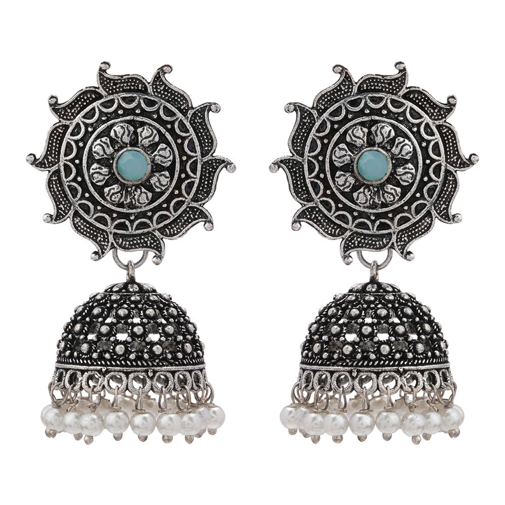Sooraj radiance pearl jhumki earring (Mint)