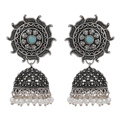 Sooraj radiance pearl jhumki earring (Mint)