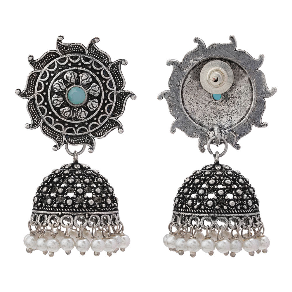 Sooraj radiance pearl jhumki earring (Mint)