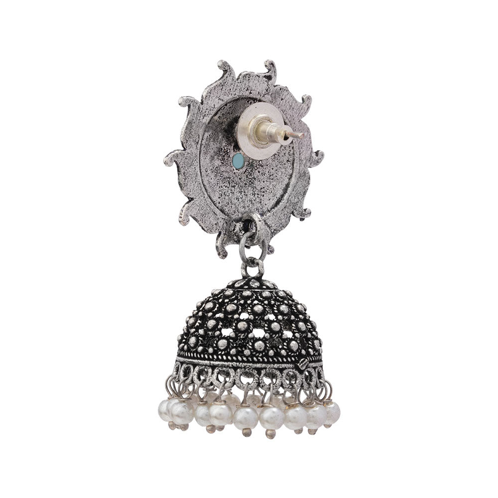 Sooraj radiance pearl jhumki earring (Mint)