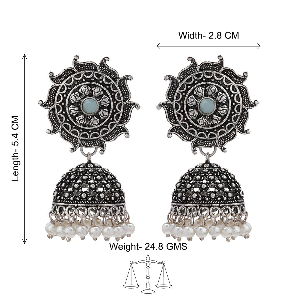 Sooraj radiance pearl jhumki earring (Mint)