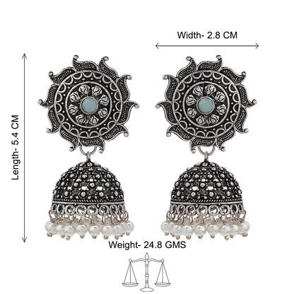 Sooraj radiance pearl jhumki earring (Mint)