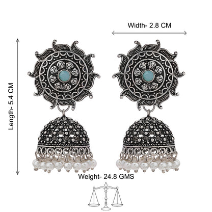 Sooraj radiance pearl jhumki earring (Mint)