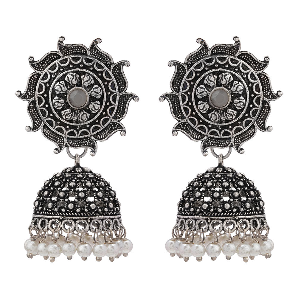 Sooraj radiance pearl jhumki earring (Grey)