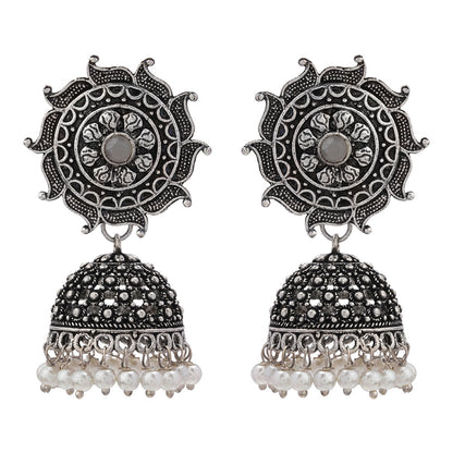 Sooraj radiance pearl jhumki earring (Grey)