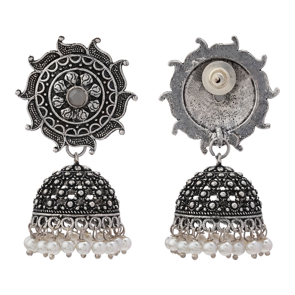 Sooraj radiance pearl jhumki earring (Grey)