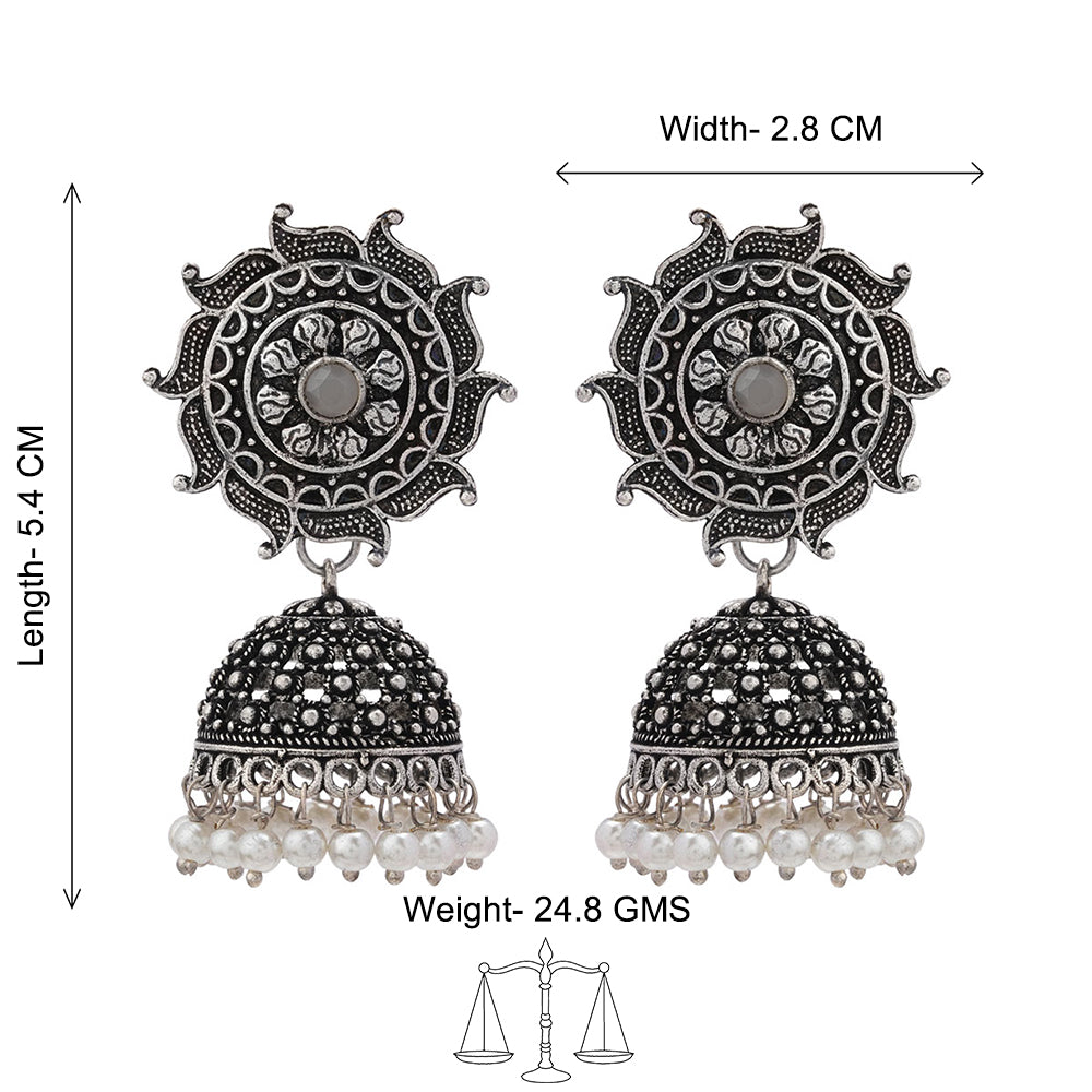 Sooraj radiance pearl jhumki earring (Grey)