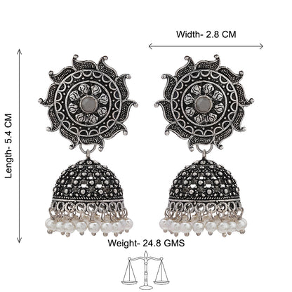 Sooraj radiance pearl jhumki earring (Grey)