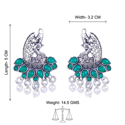 Peacock pearls studds earrings (Green)