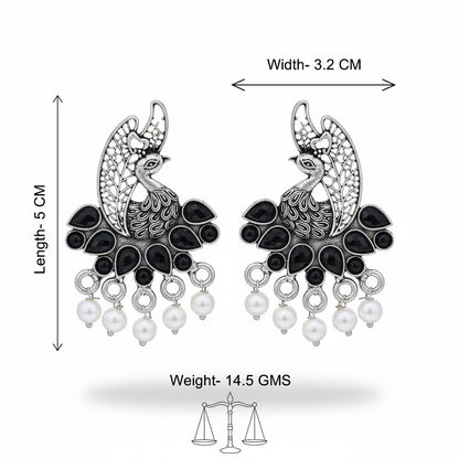 Peacock pearls studds earrings (Black)