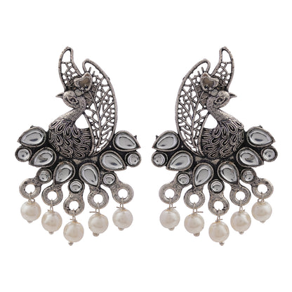 Peacock pearls studds earrings (White)