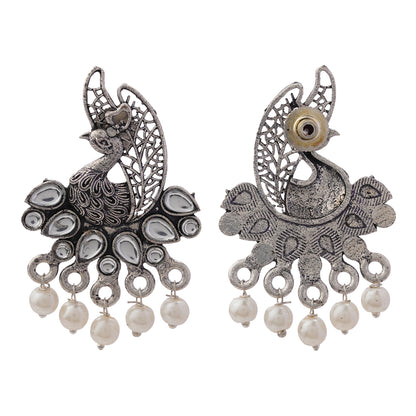 Peacock pearls studds earrings (White)