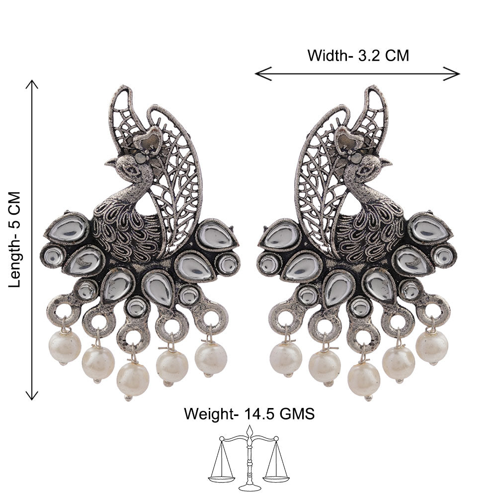 Peacock pearls studds earrings (White)