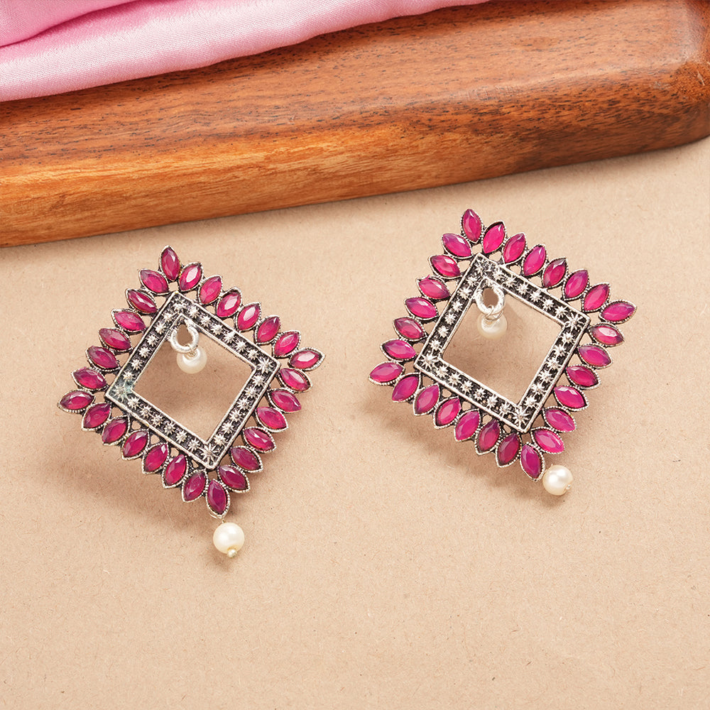 Sass Stone stud earrings (Red)
