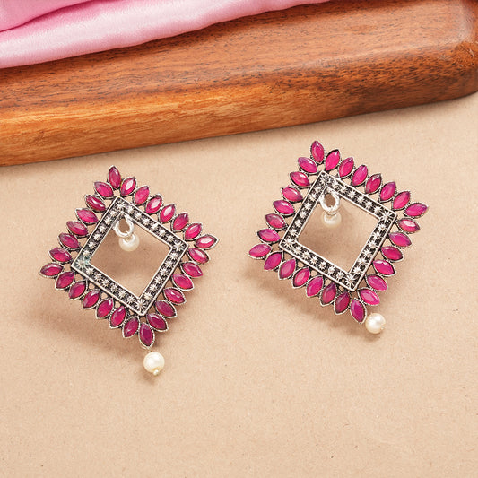Sass Stone stud earrings (Red)