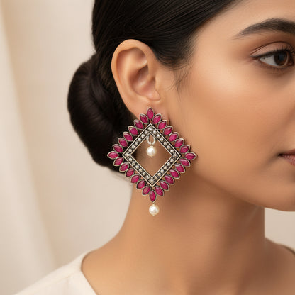 Sass Stone stud earrings (Red)