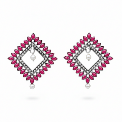 Sass Stone stud earrings (Red)