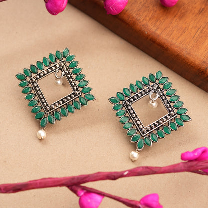 Sass Stone stud earrings (Green)