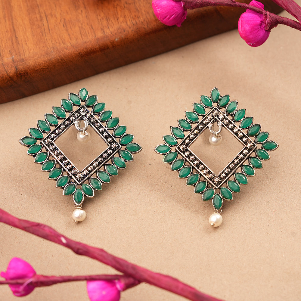 Sass Stone stud earrings (Green)