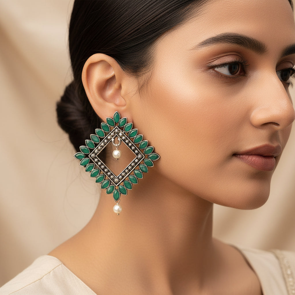 Sass Stone stud earrings (Green)