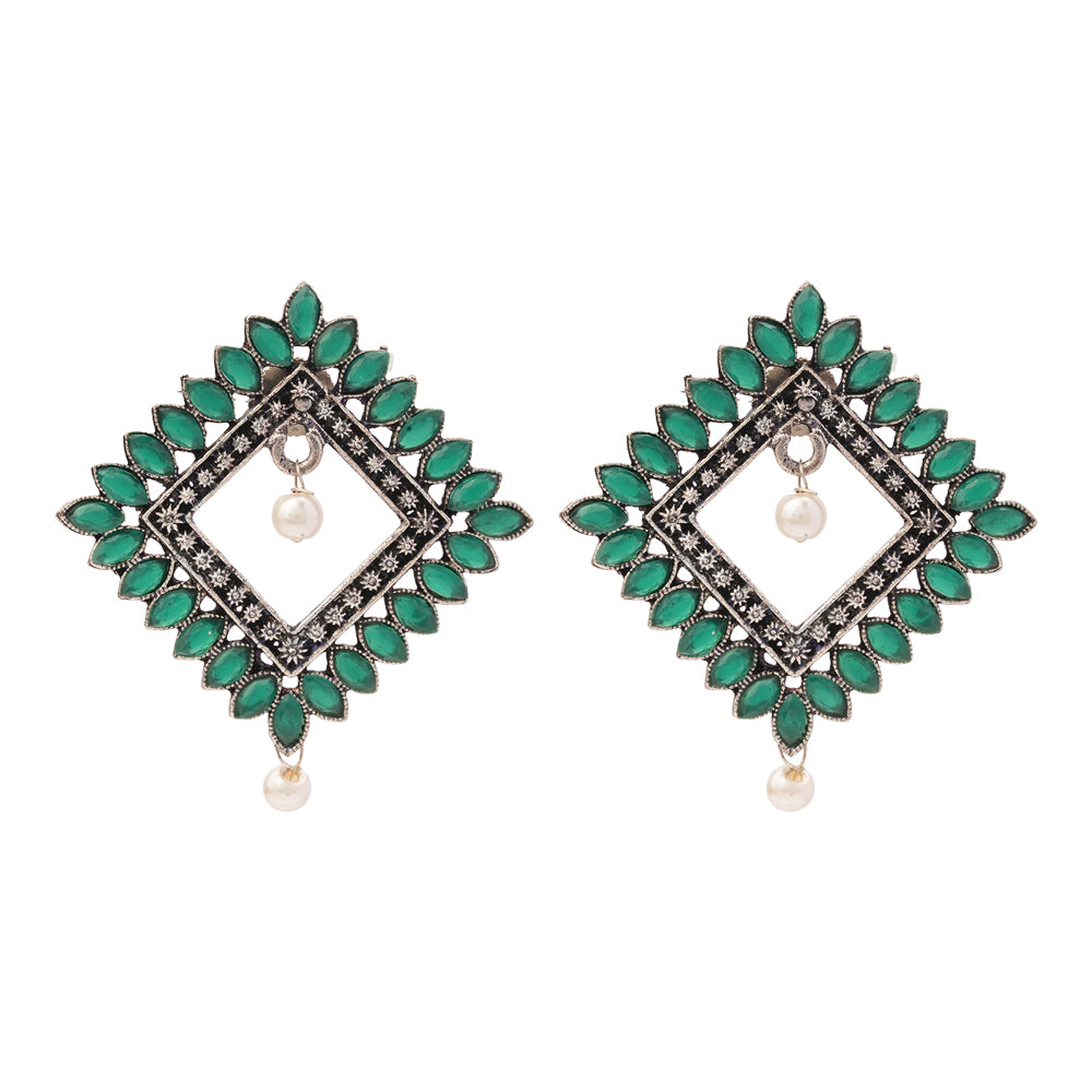 Sass Stone stud earrings (Green)