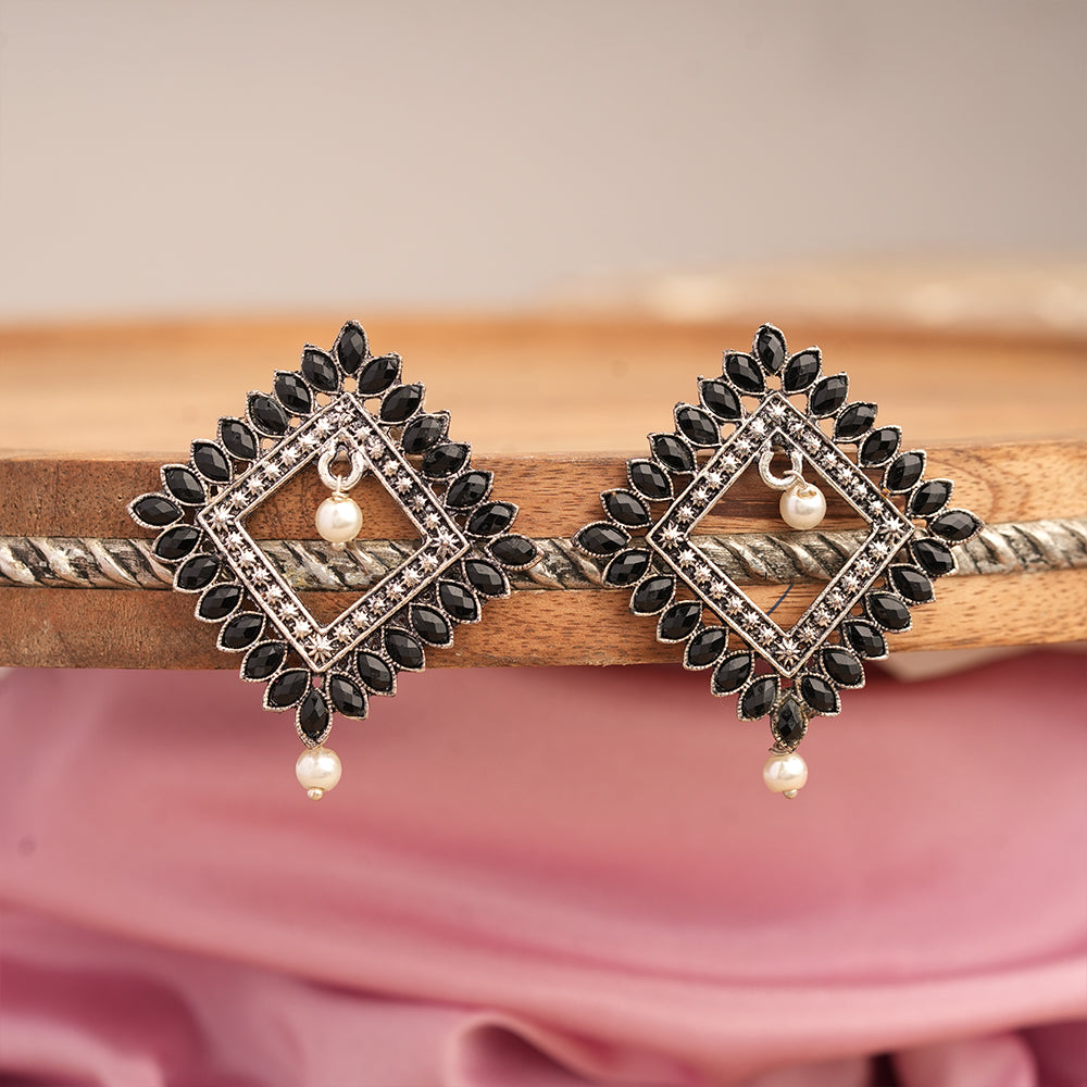 Sass Stone stud earrings (Black)