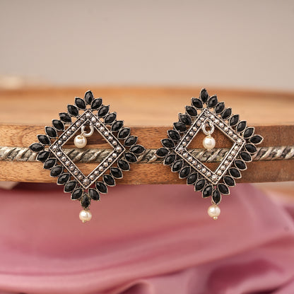 Sass Stone stud earrings (Black)