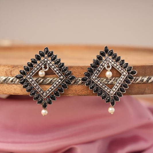 Sass Stone stud earrings (Black)