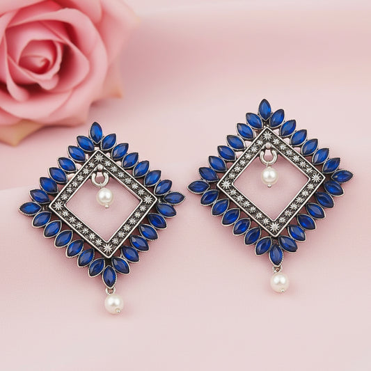 Sass Stone stud earrings (Blue)