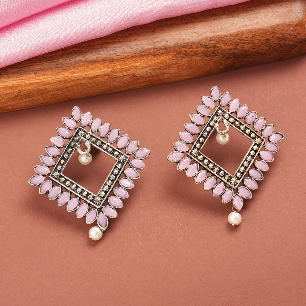 Sass Stone stud earrings (Baby Pink)