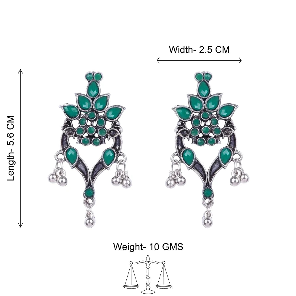 Kalash Kamal earring (Light Orange) Tint and Twinkle earrings (Green) Combo set