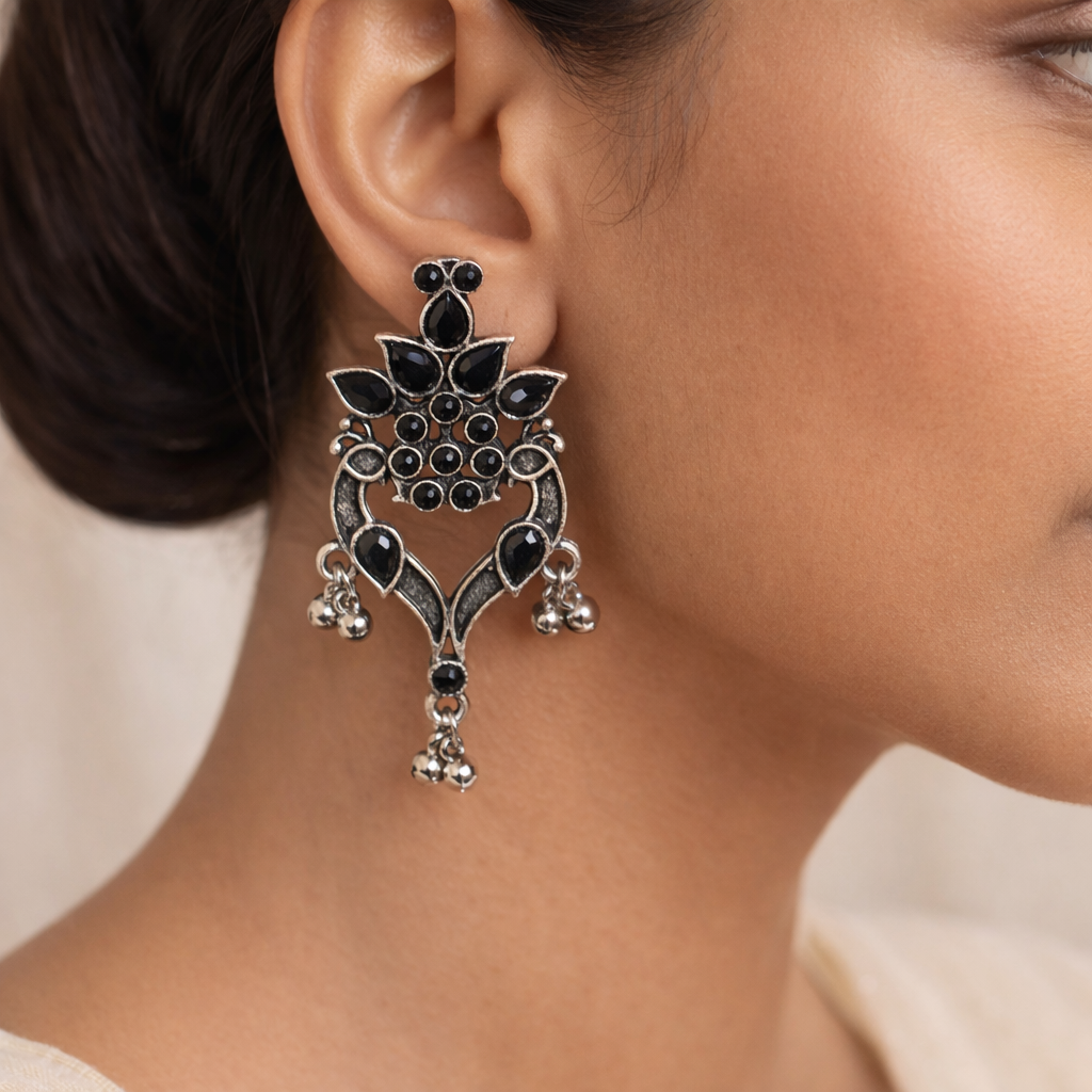 Tint and Twinkle danglers earrings (Black)