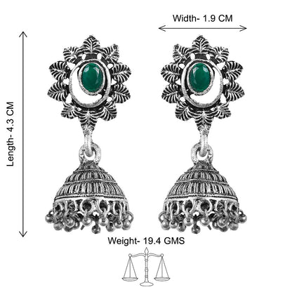 floral charm traditional jhumka earrings (Green)