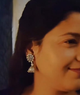 floral charm traditional jhumka earrings (White)