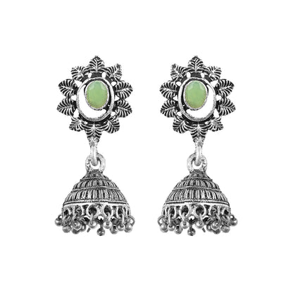 floral charm traditional jhumka earrings (Pista)