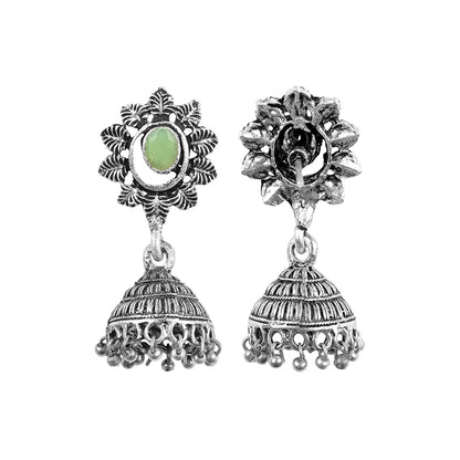 floral charm traditional jhumka earrings (Pista)