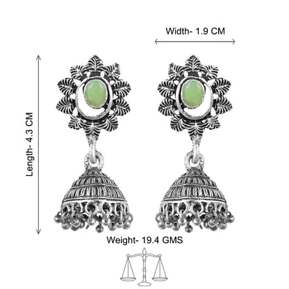 floral charm traditional jhumka earrings (Pista)