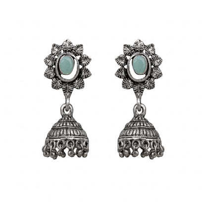 floral charm traditional jhumka earrings (Mint)