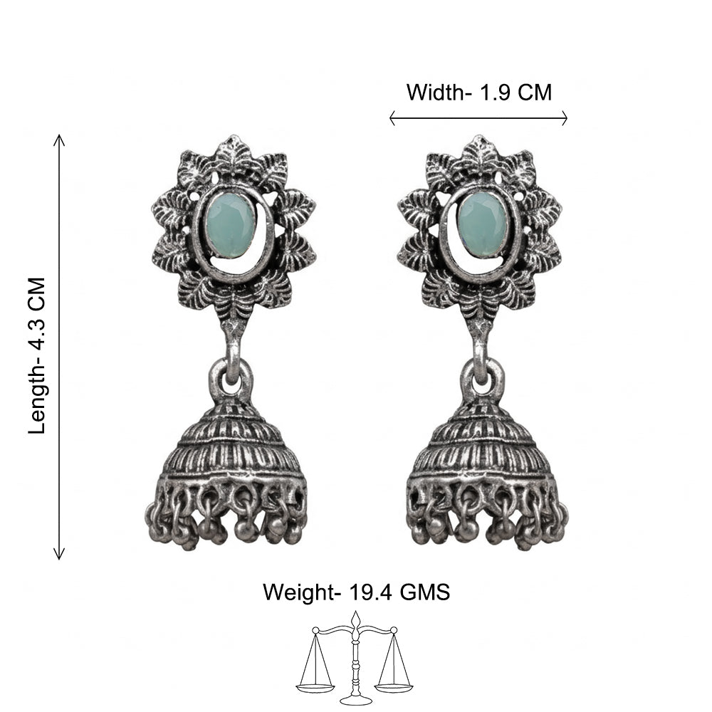 floral charm traditional jhumka earrings (Mint)