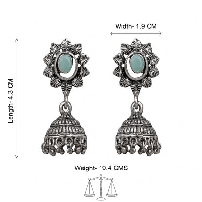 floral charm traditional jhumka earrings (Mint)