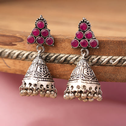 I-conical hanging Jhumki earrings (Red)