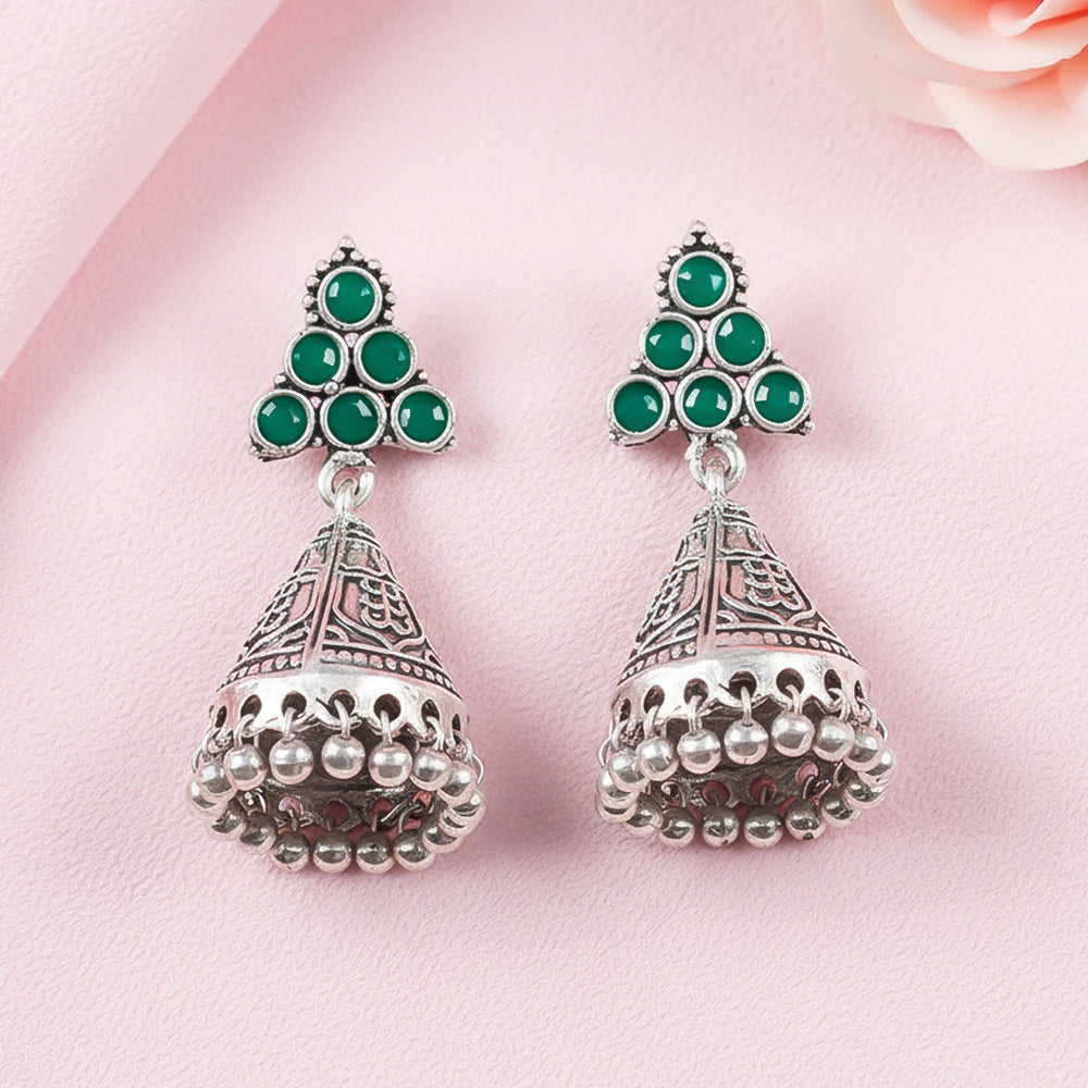 I-conical hanging Jhumki earrings (Green)