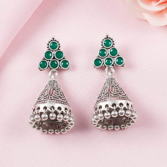 I-conical hanging Jhumki earrings (Green)