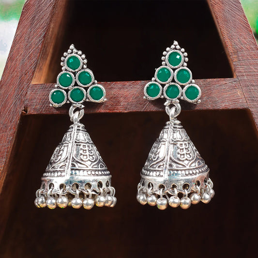 I-conical hanging Jhumki earrings (Green)