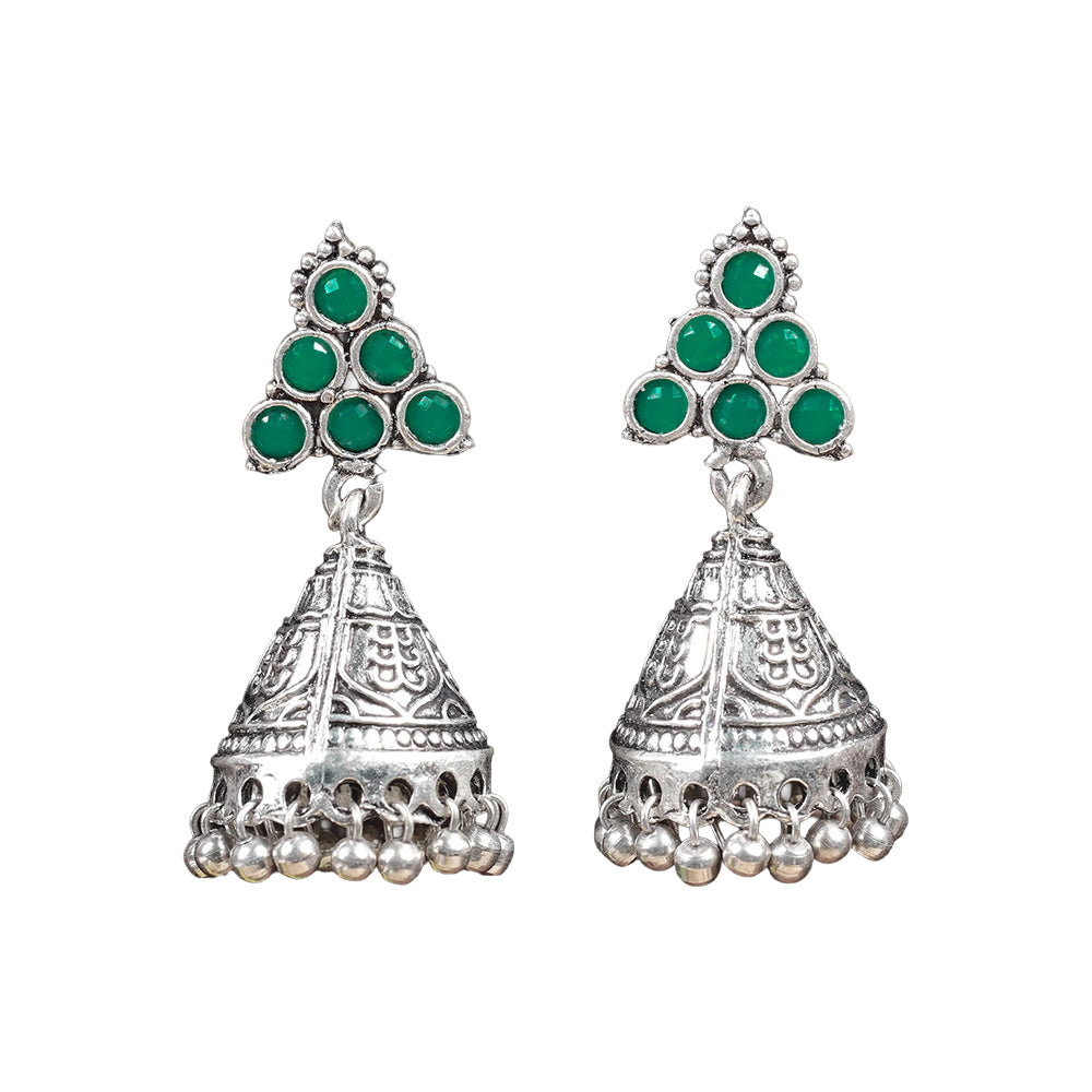 I-conical hanging Jhumki earrings (Green)