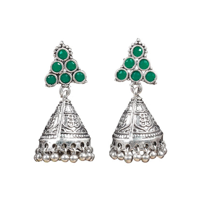 I-conical hanging Jhumki earrings (Green)