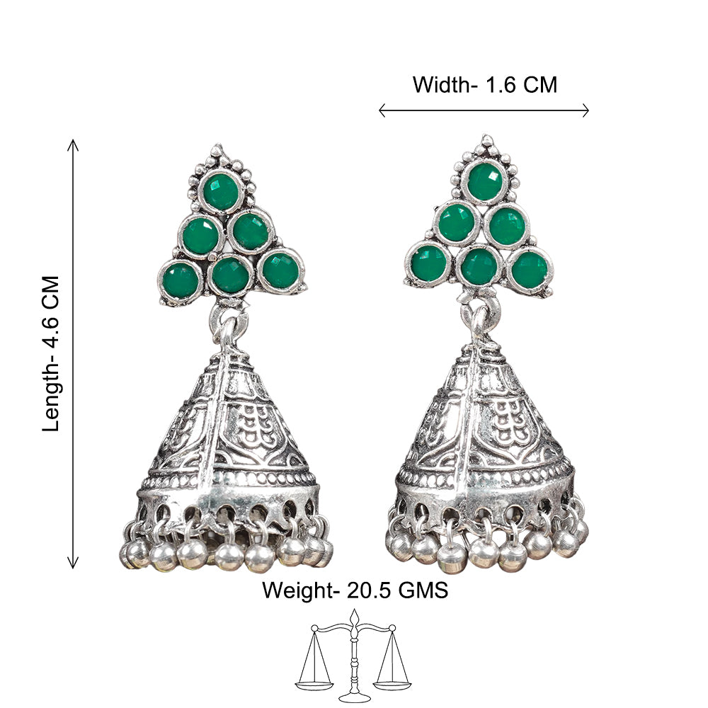 I-conical hanging Jhumki earrings (Green)