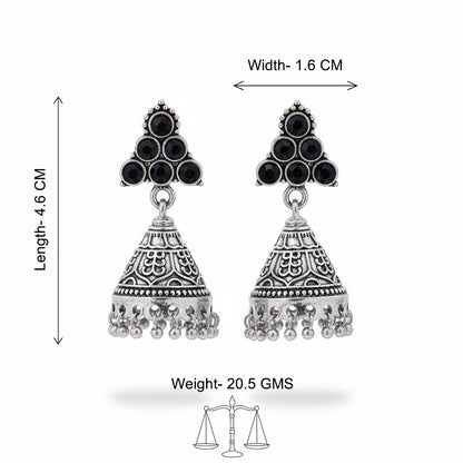 Peacock glow stone studded dangler & I-conical hanging Jhumki Combo set