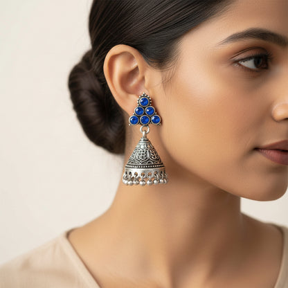I-conical hanging Jhumki earrings (Blue)