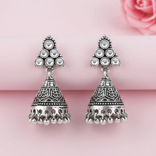 I-conical hanging Jhumki earrings (White)
